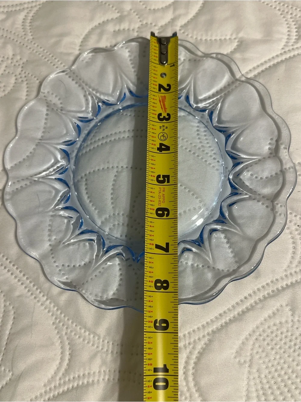 Blue Depression Glass Dessert Plate and Cup Set - Elegant Pressed Glass